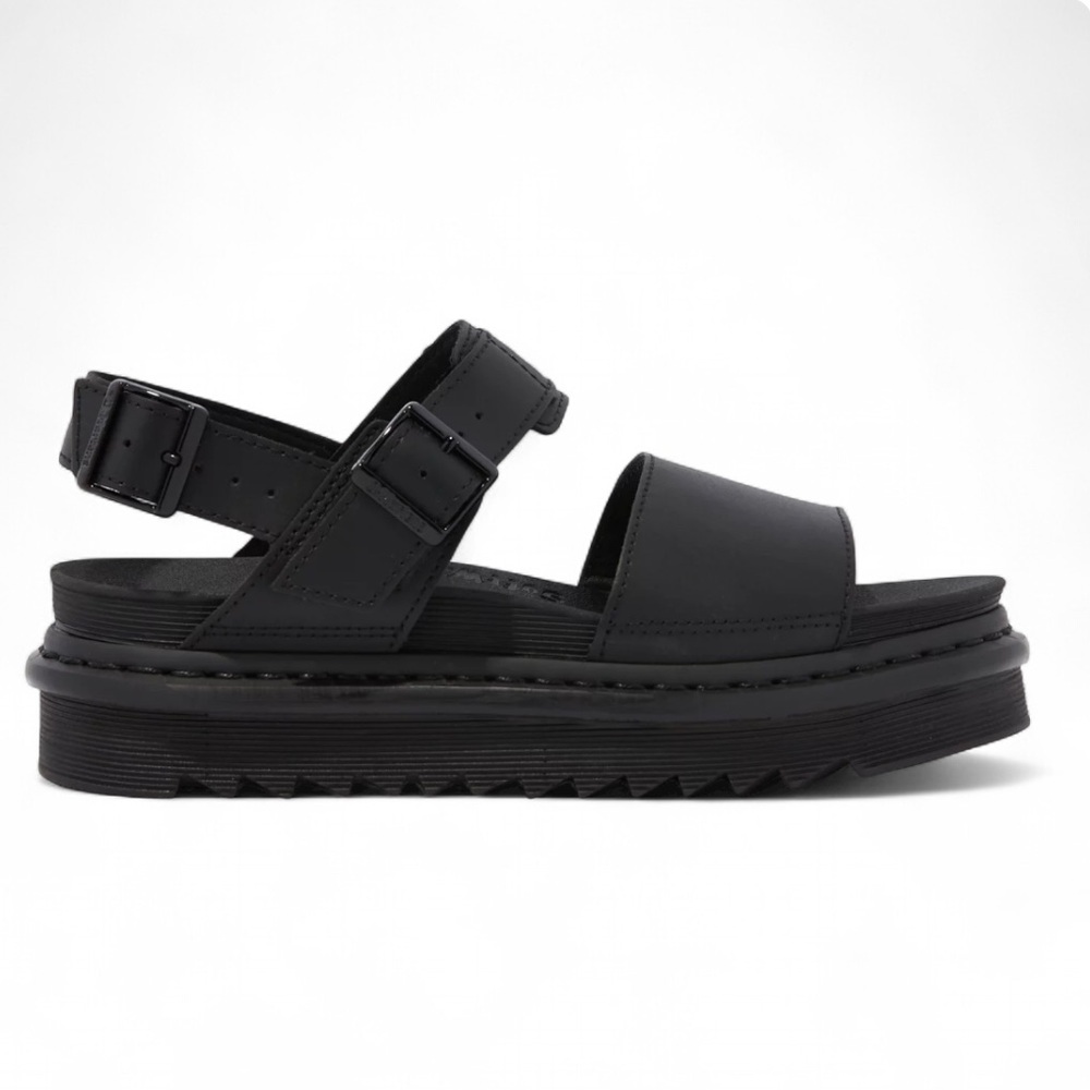 Dr. Marten Black Leather Platform Voss Sandals (8)